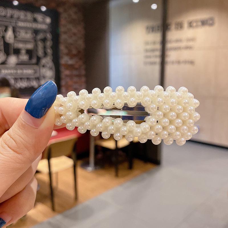 Корейская шпилька для волос со стразами и жемчугом для женщин: Элегантная боковая заколка для челки