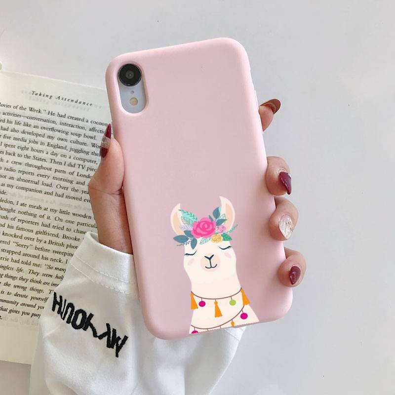 Kawaii милый чехол для телефона с рисунком ламы альпаки и животными для iphone 13 12 11 Pro Max X XS Max XR 7 8 6 6S Plus, чехлы из ТПУ для пар, капа