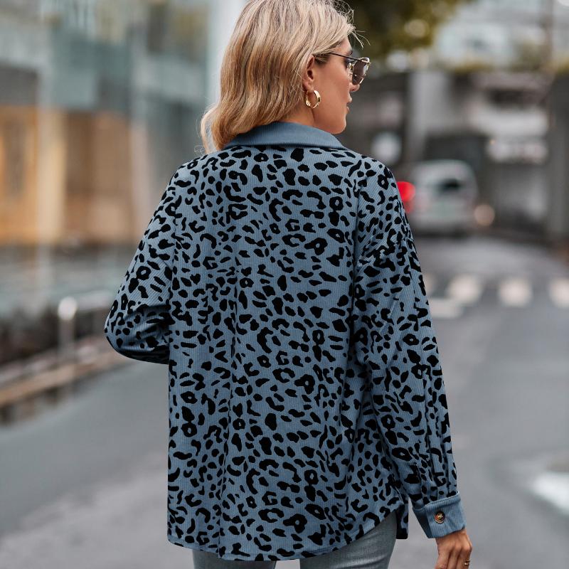 Весенне-осенняя женская куртка с леопардовым принтом и длинными рукавами, рубашка-куртка, женская