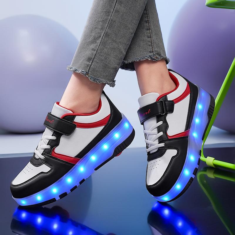 Роликовые ботинки для девочек, четырехколесные, светодиодные фонарики, обувь для скейтборда, обувь для мальчиков