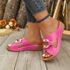 Casual Thick-bottomed Fish Mouth Slippers Summer Belt Buckle Hollow One-character Women's Flat-bottomed Cool Slippers