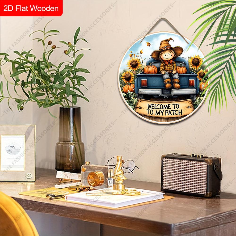 Garden Decorations,autumn Harvest Festival Decorations,wooden Hanging Decorative signs,Little Girl and Pumpkin Pattern, 2D Flat Products