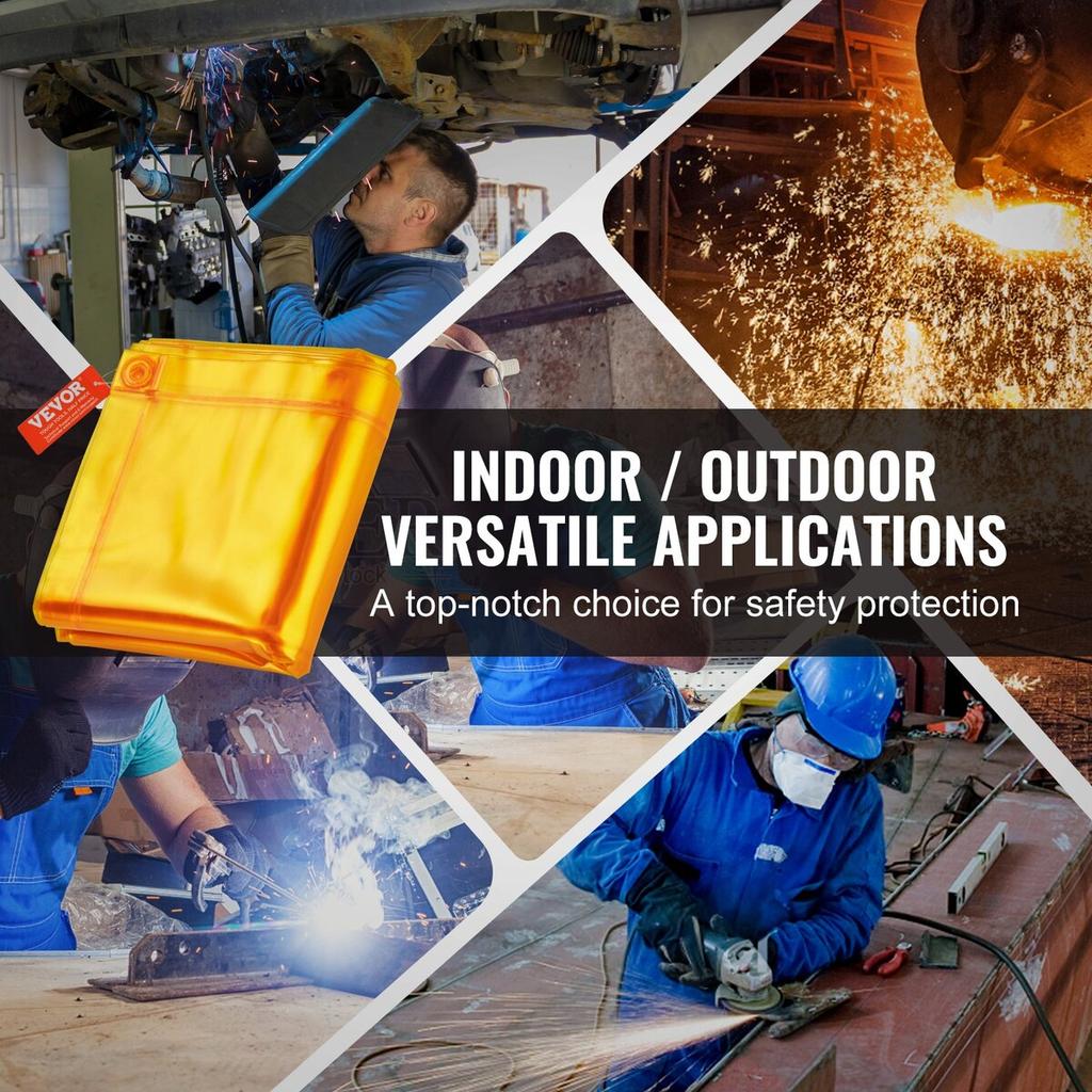 Welding Screen with Frame, 6' x 6' Welding Curtain Screen, Flame-Resistant Vinyl Welding Protection Screen on 4 Swivel Wheel (2 Lockable), Moveable &