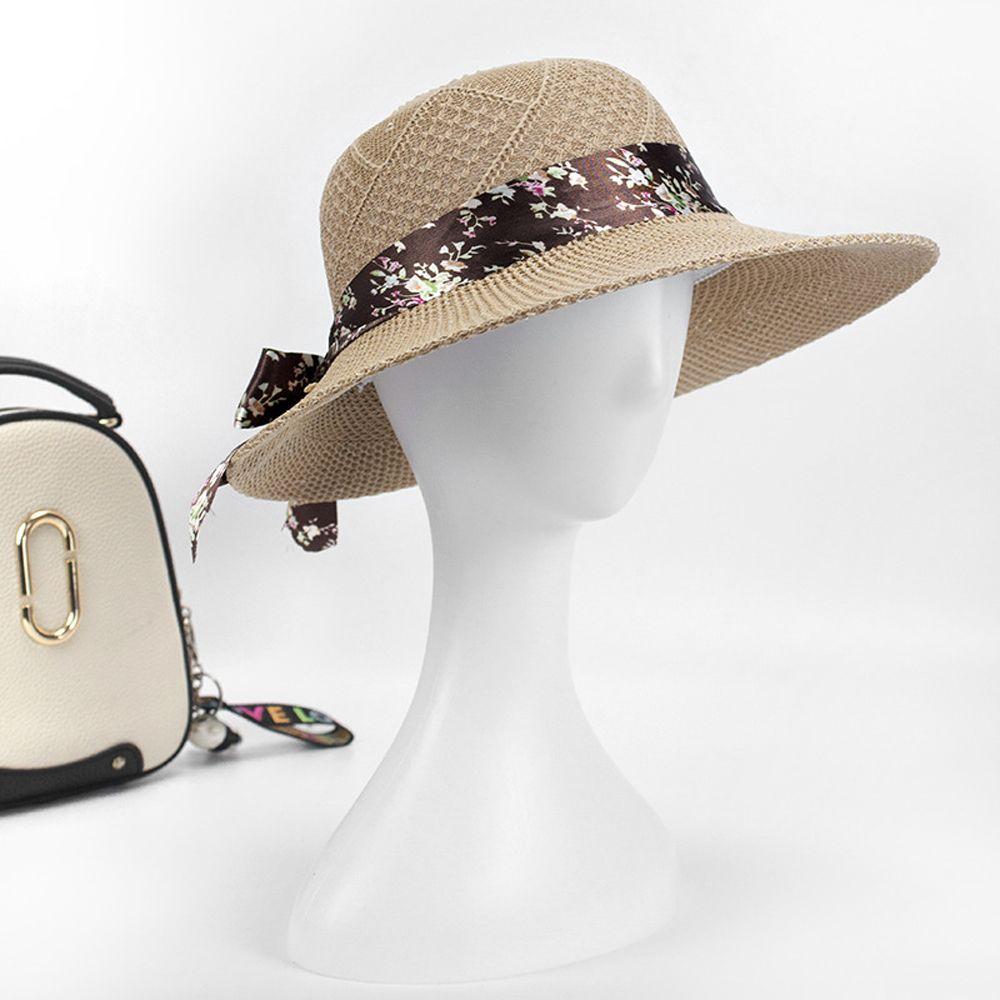 Ribbon Bowknot Visor Hats Girls Fisherman Hats Women Beach Cap Women Sun Hat Wide Brim Straw Hats