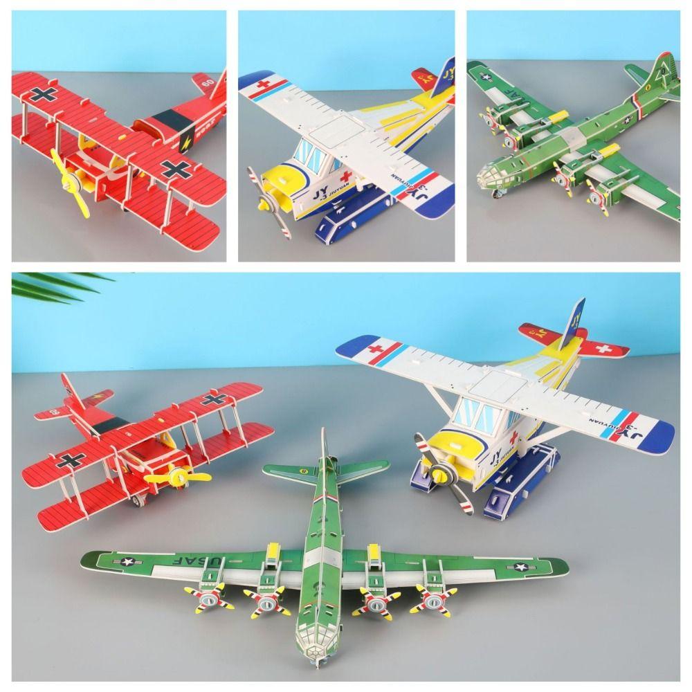 Handmade Airplane Puzzle 3D Education Puzzles Game Montessori Toys  Kids
