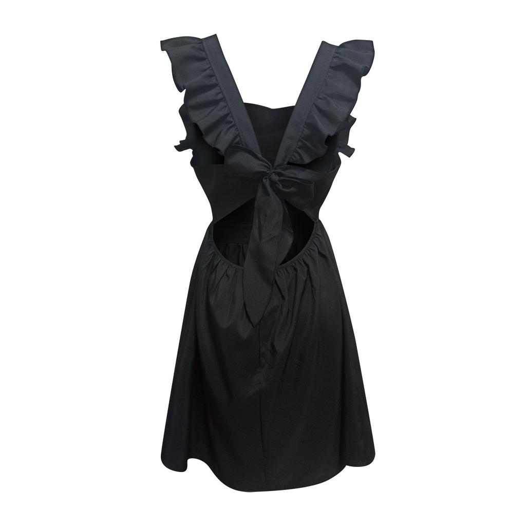 Женское повседневное сексуальное однотонное платье с открытой спиной и рюшами