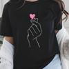 Женская футболка большого размера с пальцевым сердцем K-Pop, хлопковая, дышащая, модная и универсальная, унисекс, уличная одежда, оверсайз