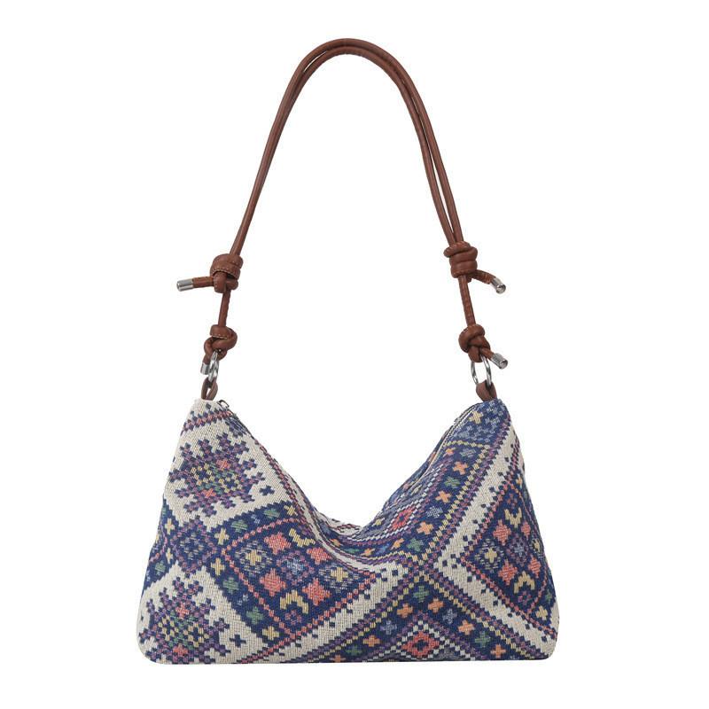 Модная винтажная этническая женская сумка через плечо из мягкого хлопка и льна, средняя