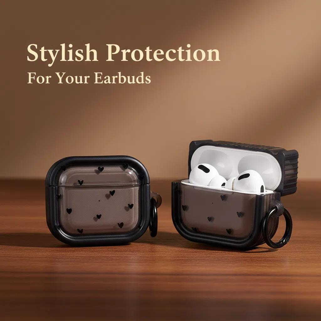 Черный чехол-сердечко для наушников AirPods Pro2/Pro3/Pro, противоударный чехол для наушников AirPods 4/3/1/2