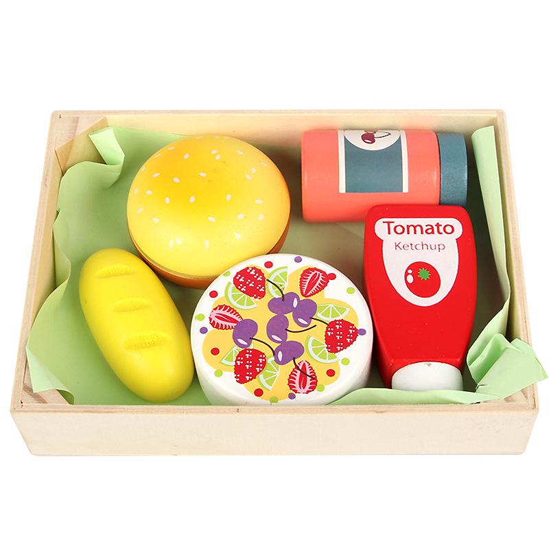 Wooden Pretend Kitchen Toy Set with Cutting Fruits & Vegetables