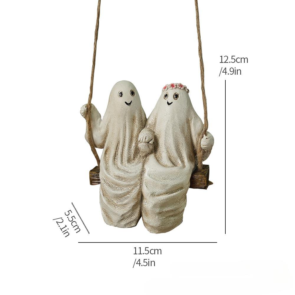 Halloween Ghost Figurine Decoration Resin Pumpkin Spooky Statue Home Ornaments Desktop Bookshelf Holiday Scene Ghost Props Decor