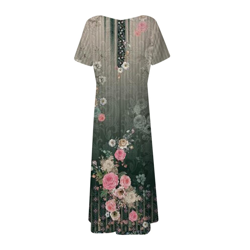 Женское модное и универсальное летнее темпераментное платье с v-образным вырезом и короткими рукавами с принтом