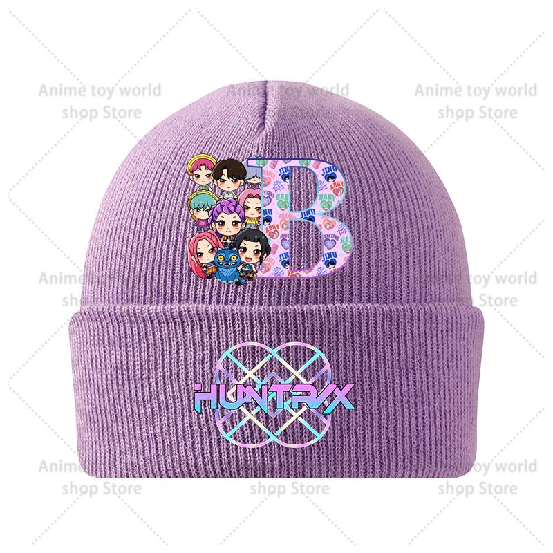 Anime Cartoon KPop Knitted Hat Winter Warm Windproof Hat Cartoon Anime Letter Pattern Knitted Hat Children's Birthday Gift