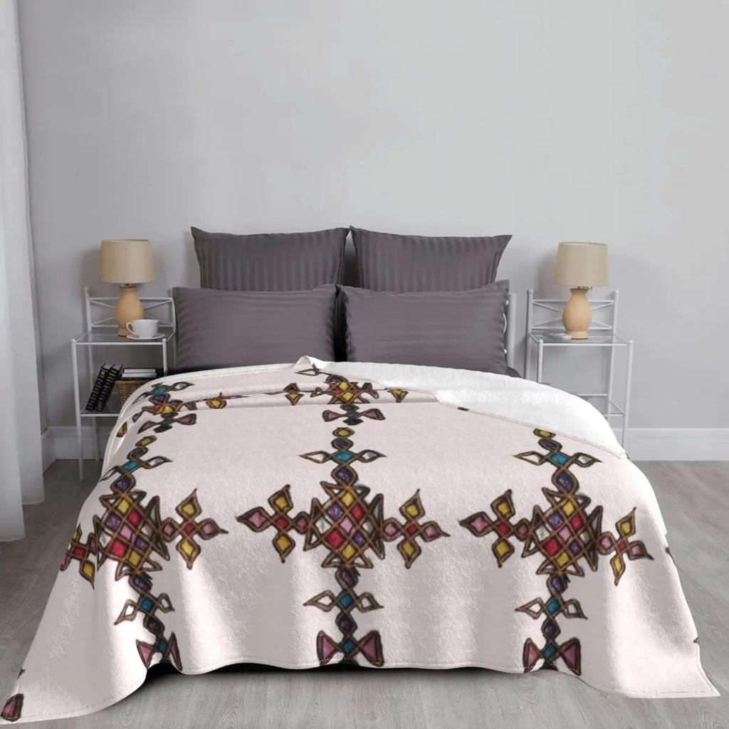 Африканское искусство Эфиопский крест Одеяло Фланель Всесезонное Розовое Портативное Тонкое Плед для Постельных принадлежностей Офиса Плюшевое Тонкое Одеяло