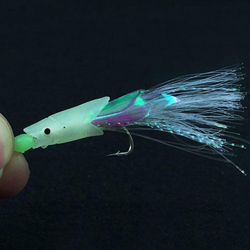 Tackle Soft Silicone head Portable String hook Tied up Glow fish lure long tail Soft bait