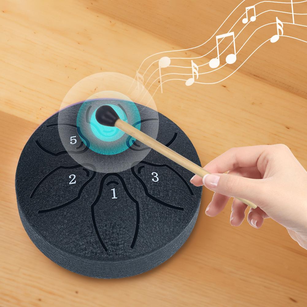 Стальной язычковый барабан 3 дюйма 6 тонов Rain Drum для улицы Мини Эфирные барабаны Ручные барабаны Ударные музыкальные инструменты