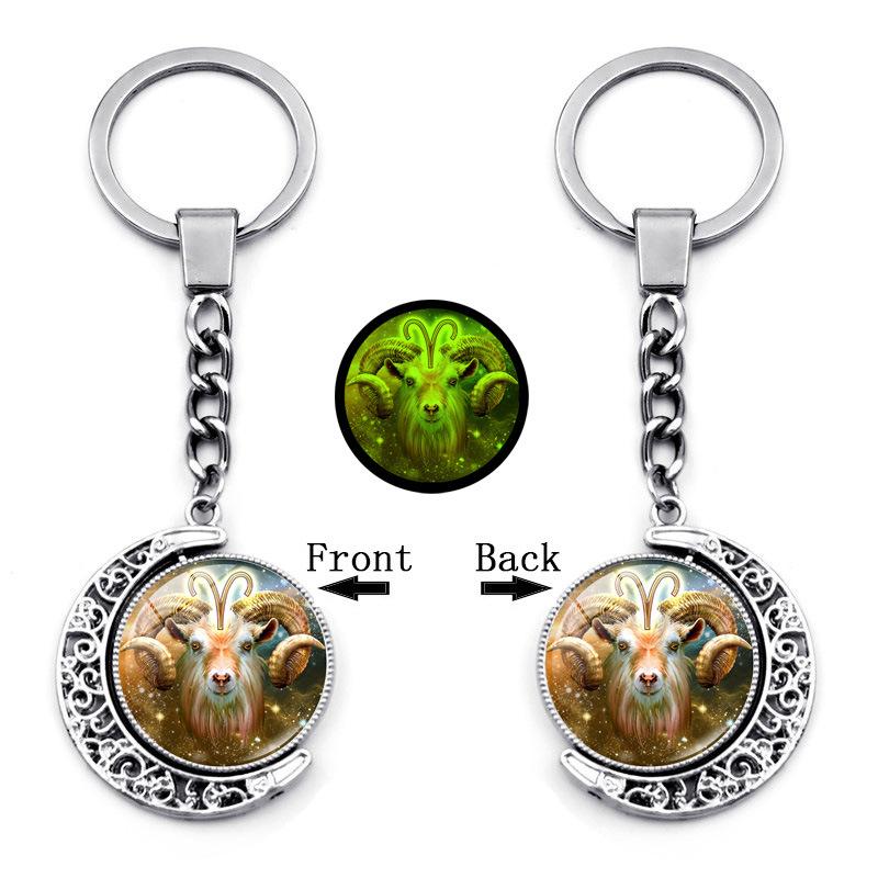 Светящийся Кулон-брелок с Двенадцатью Созвездиями, Вращающийся Кулон с Луной, Металлический Брелок, Подвесной Подарок