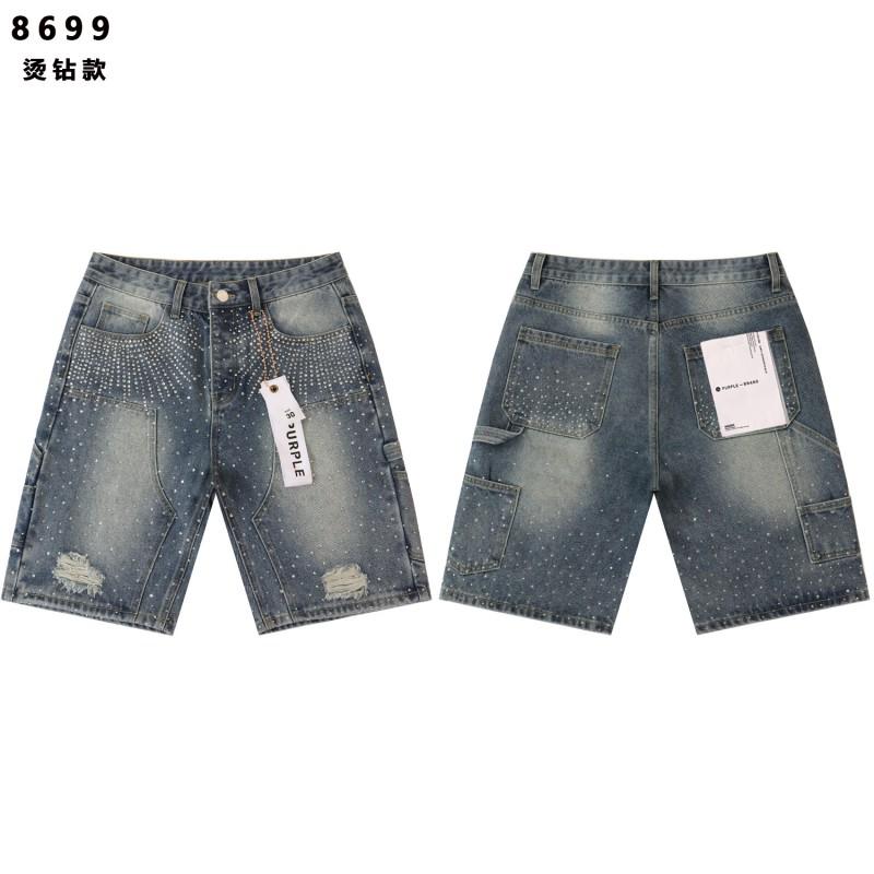Mens Distressed Denim Shorts Loose Fit High Street Style Washed Black Blue Cotton Straight Cut