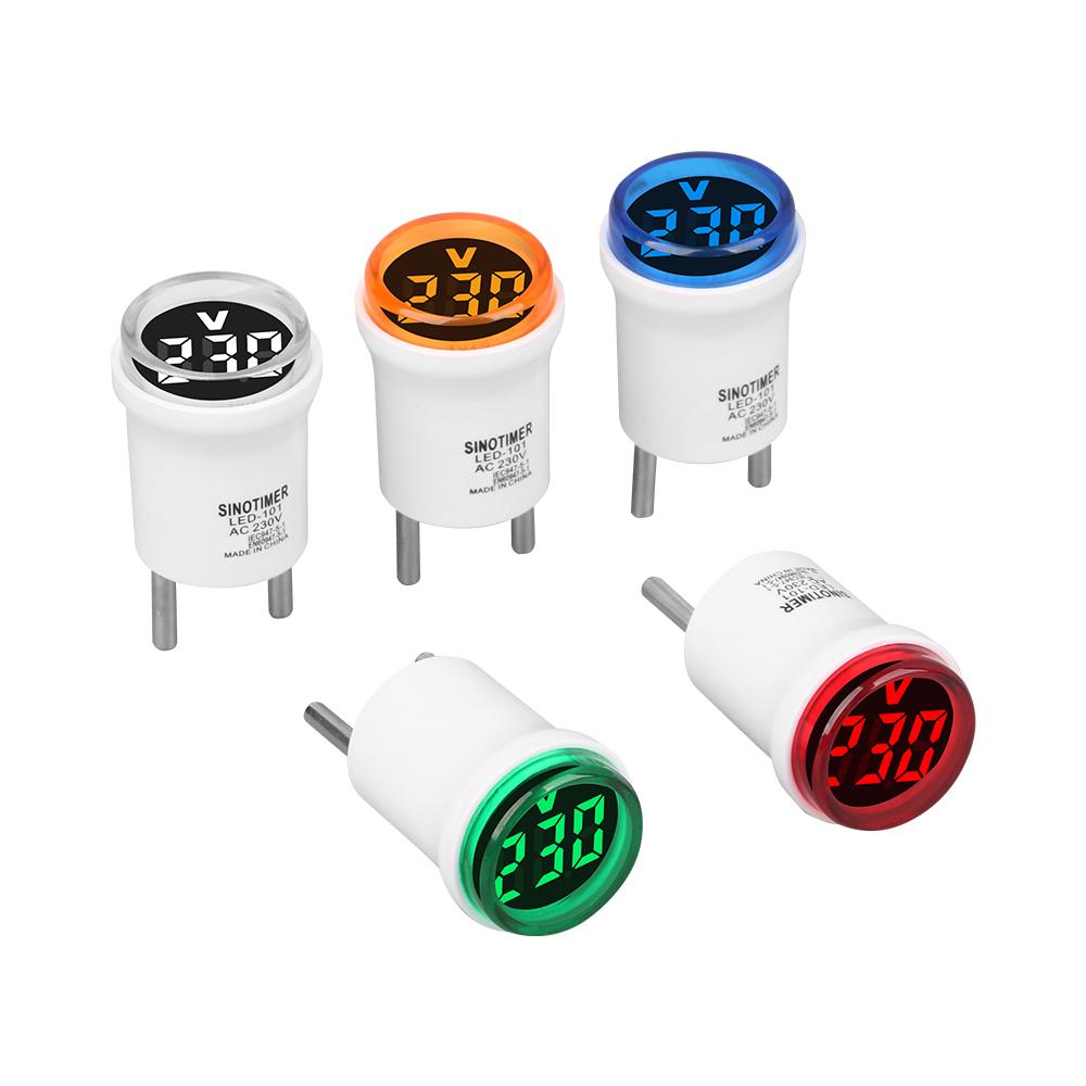 EU Plug AC 50-500V LED Digital Voltmeter 30mm Round Mini Voltage Meter Indicator Light Volt Tester Test Gauge Amp Detector