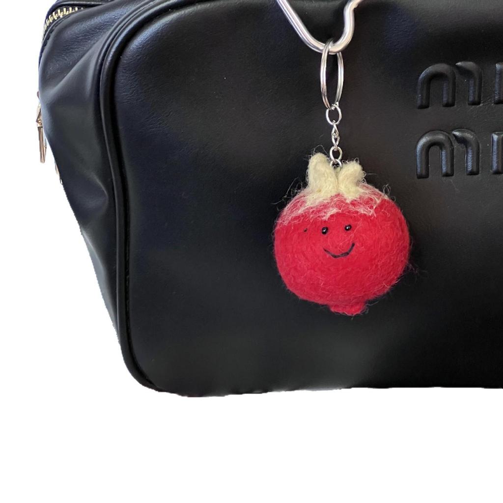 Брелок-подвеска для сумки из войлока ручной работы в виде граната