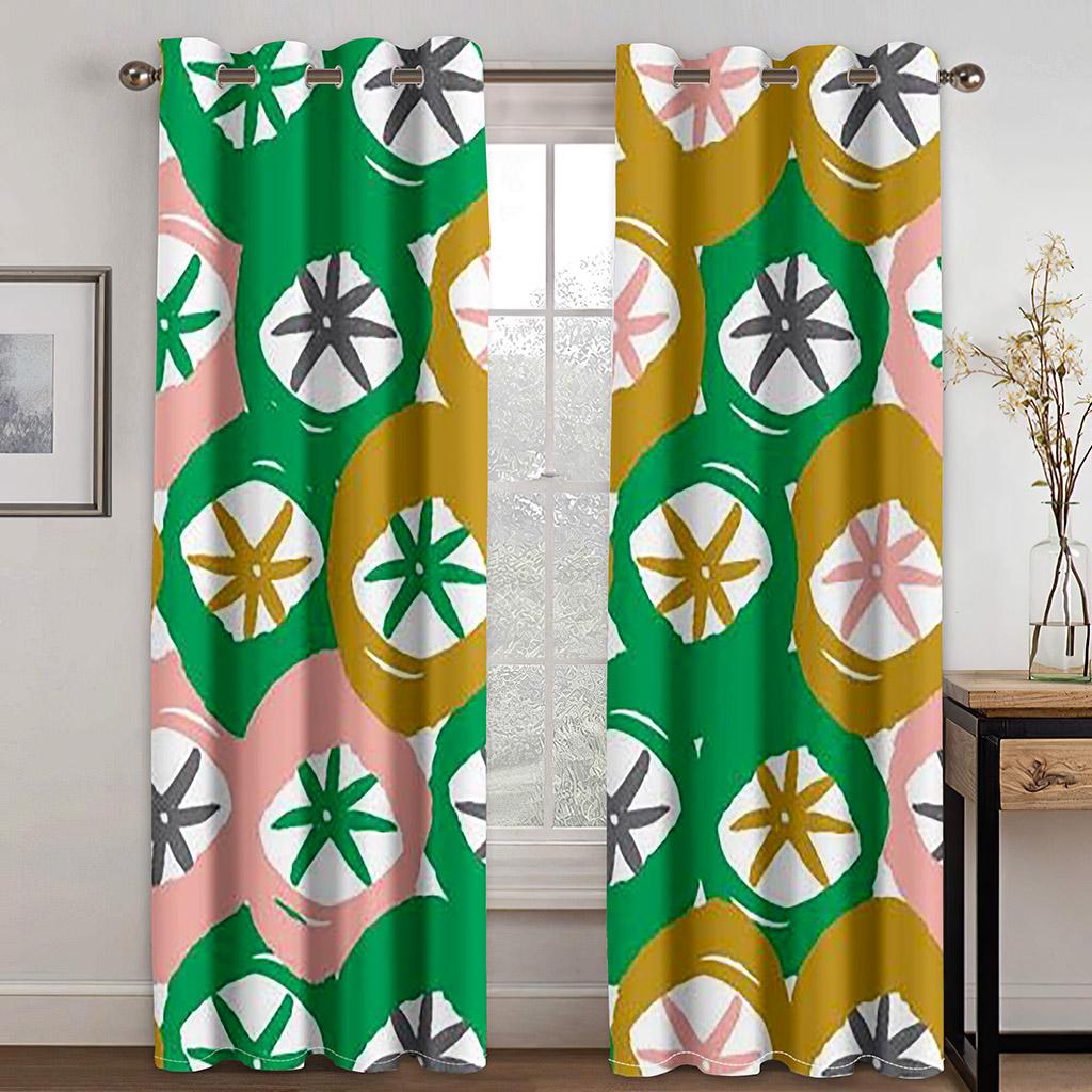 Floral Butterfly Print Drapes Grommet Curtains for Bedroom Living Room Decor with Hooks Rod Pocket