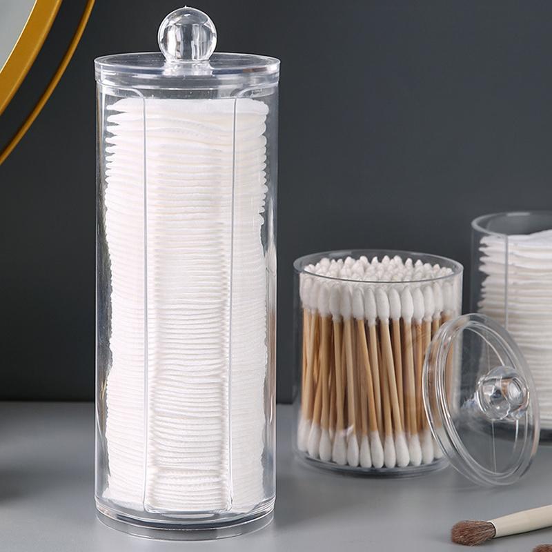 Прозрачный диспенсер для ватных палочек, ящик для хранения косметики для ванной комнаты, круглые держатели для ватных палочек