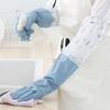 1 Pair Dishwashing Gloves Waterproof Reusable Gloves Patchwork Color Elastic Long Cuffs Household Cleaning Gloves