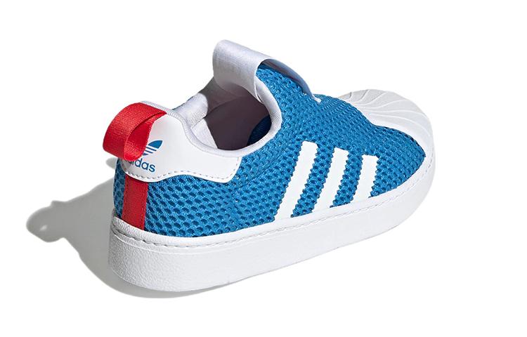 adidas Оригинальные SUPERSTAR 360 Удобные Низкие Кеды для Катания на Скейтборде Детские Сине-Белые Дети Возрастом 3-7 Лет GY9141