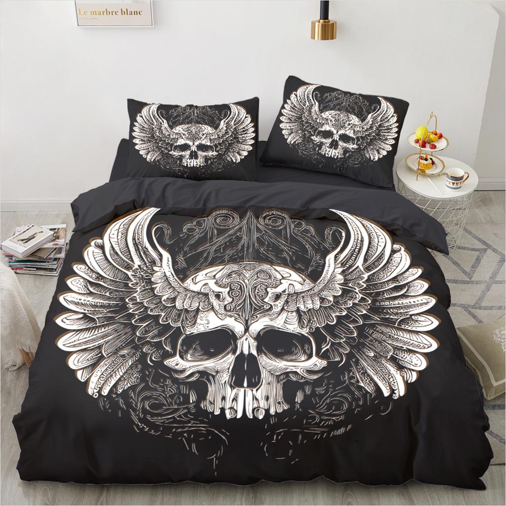 Постельное белье с черепами, размер Twin 140x200 см - Винтажное Барокко, Постельное белье на Хэллоуин, 2/3 шт., Роскошный чехол на одеяло со скелетами, Готический комплект постельного белья