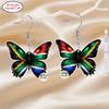 2D Плоские Цветные Бабочки Флаг Южной Африки Акриловый Материал Подвесные Серьги Легкие Цветные Серьги для Женщин Ювелирные Изделия Подарки