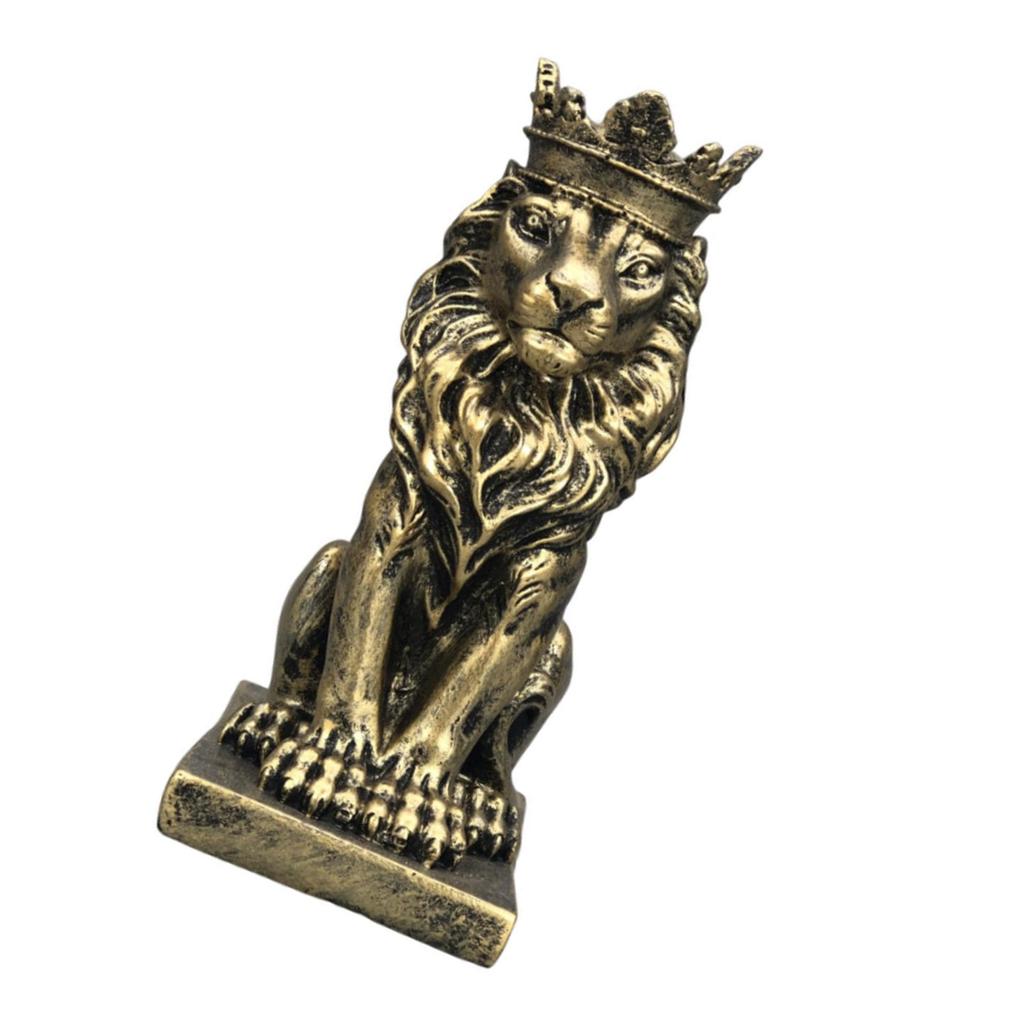 Статуя льва в короне, украшение для стола, ручная работа, украшение из смолы, высота 14,5 см, для винного шкафа и домашнего декора