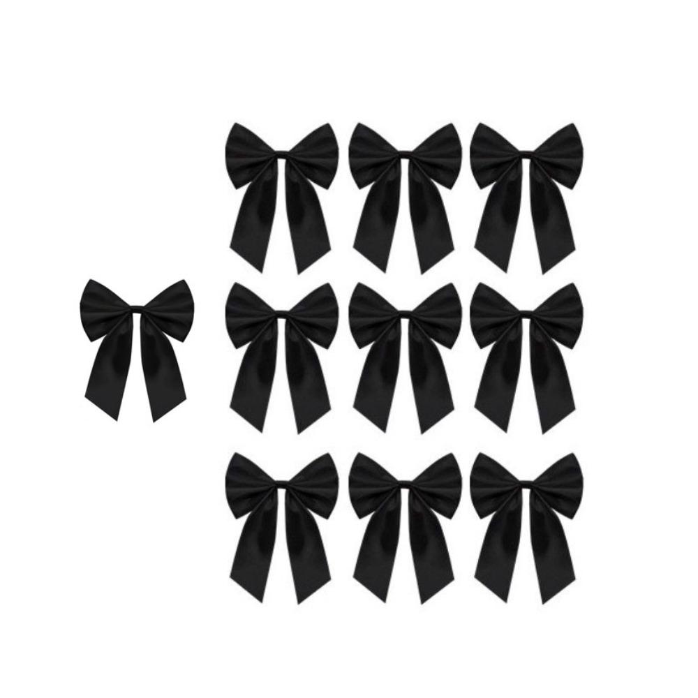 10Pcs DIY Xmas Tree Bows Solid Color Giant Ribbon Bowknot Happy New Year Decoration