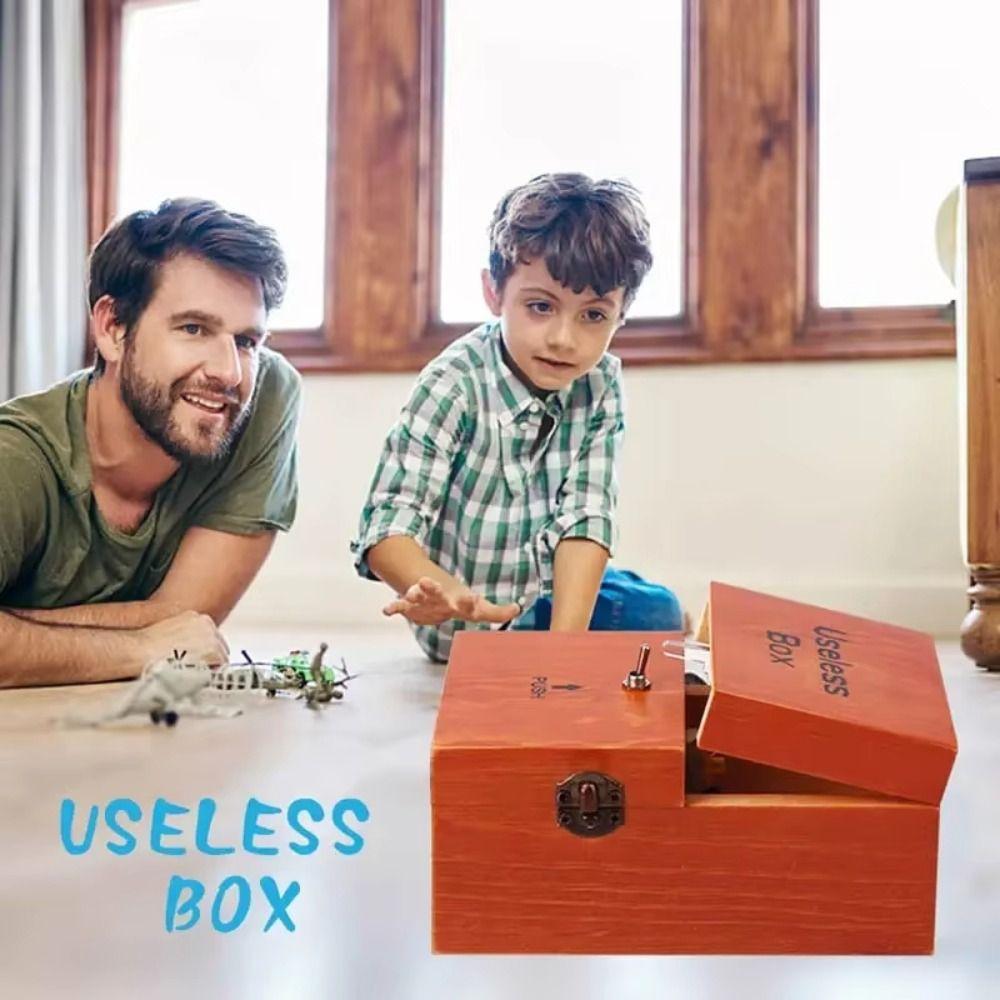 Desk Decoration Electronic Useless Box Wood Color Wooden Useless Box Adults and Children