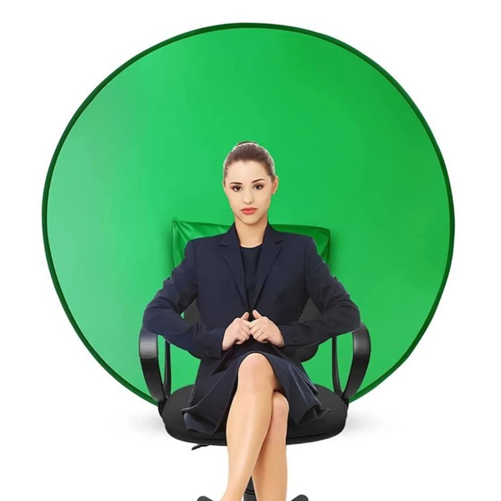 142cm Round Green Screen Backdrop Portable Green Screen Chair Background for Video Chats Video Conference Game Single