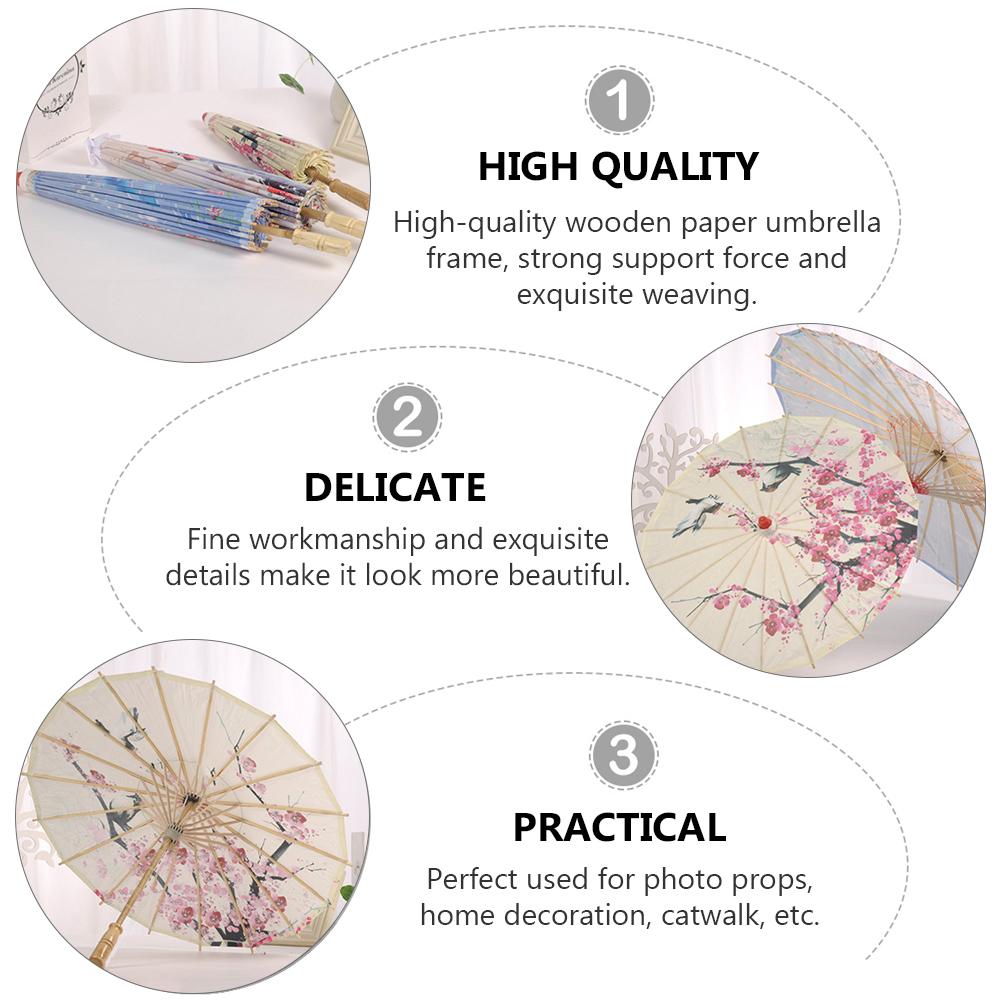 Dance Paper Umbrella White Decorations Prop Bamboo Japanese Chinese Sun Parasol