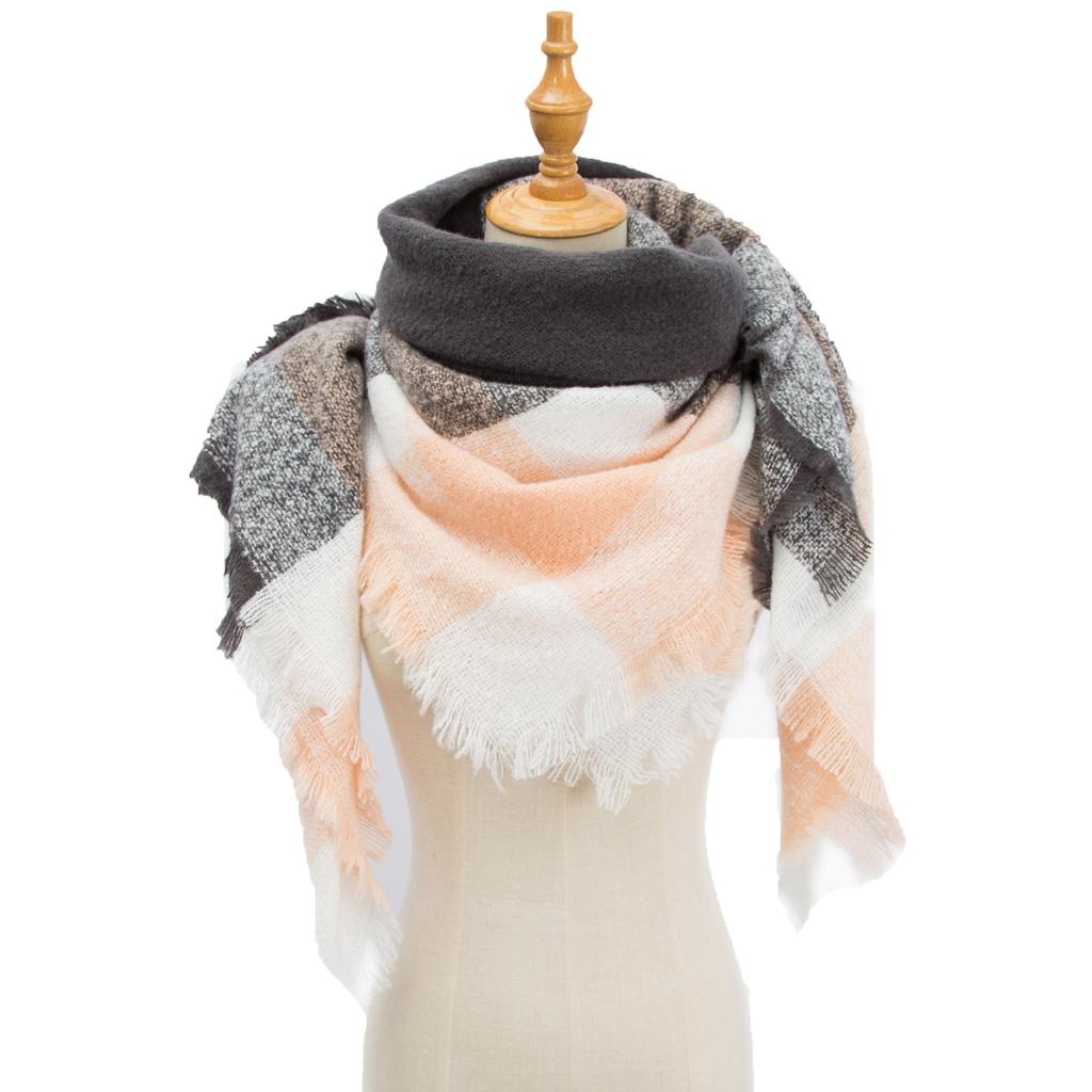 Spring Autumn Winter Shawl Ladies Plaid Triangle Scarf