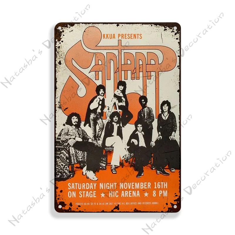 Rock Band Santana Decorative Plate Metal Poster Garage Club Metal Tin Sign Metal Plaque Wall Plate Man Cave Club Wall Decor