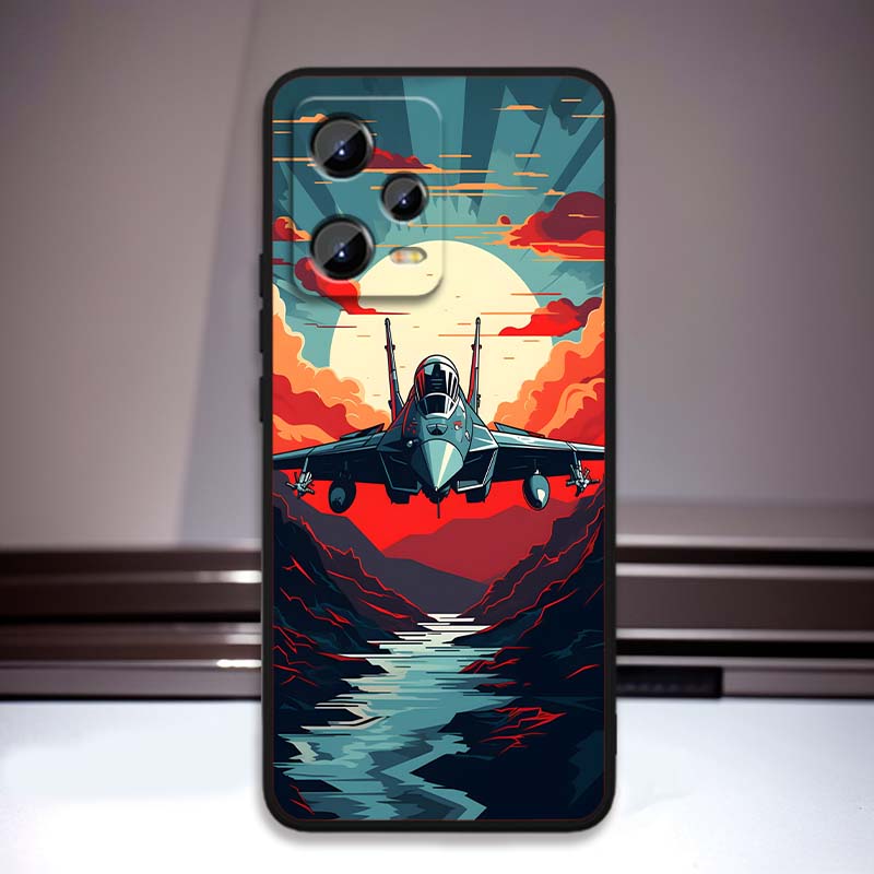 Модный рисунок самолета Для Xiaomi Redmi Note 15 14 13 12 12S 11E 11 11S Pro Plus 4G 5G Черный Мягкий ТПУ Чехол для телефона