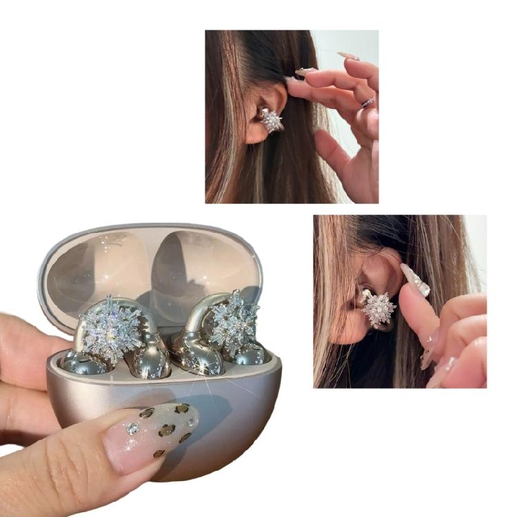 Изящные наушники с кристаллами в форме снежинки, металлический корпус, зажим для уха, удобная укладка своими руками, длительный срок службы.