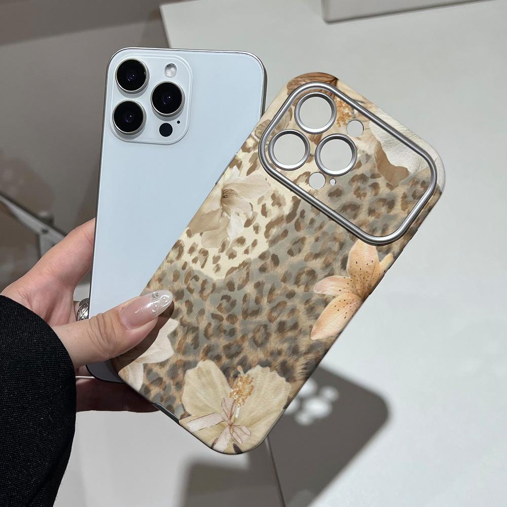 Ретро чехол для телефона с цветочным принтом и леопардовым узором для iPhone17Proins wind Apple 16 взрывной чехол