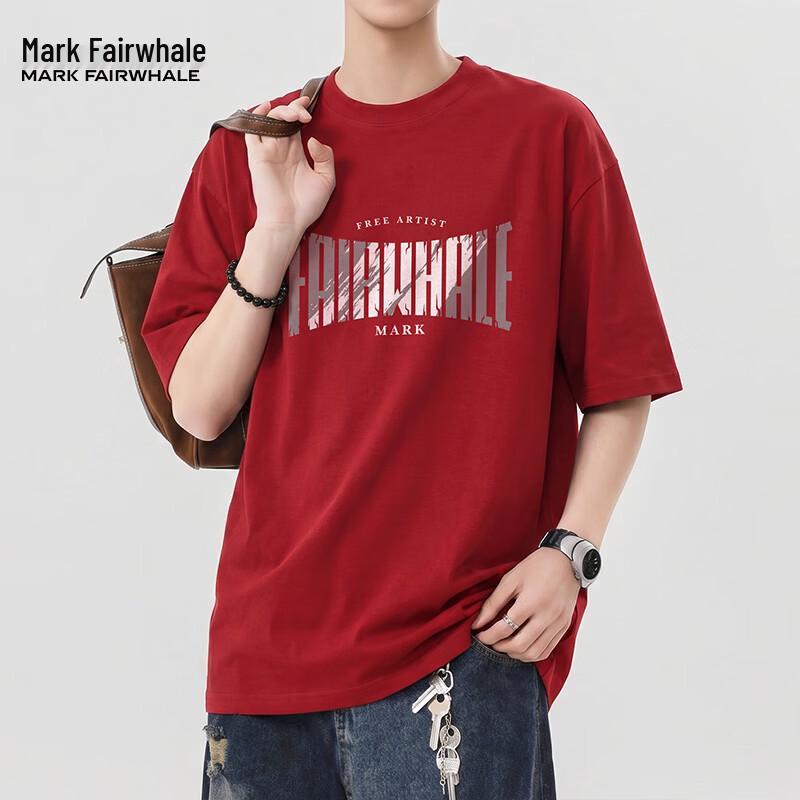 Mark Fairwhale Men's American Letter Print Crew Neck T-Shirt
