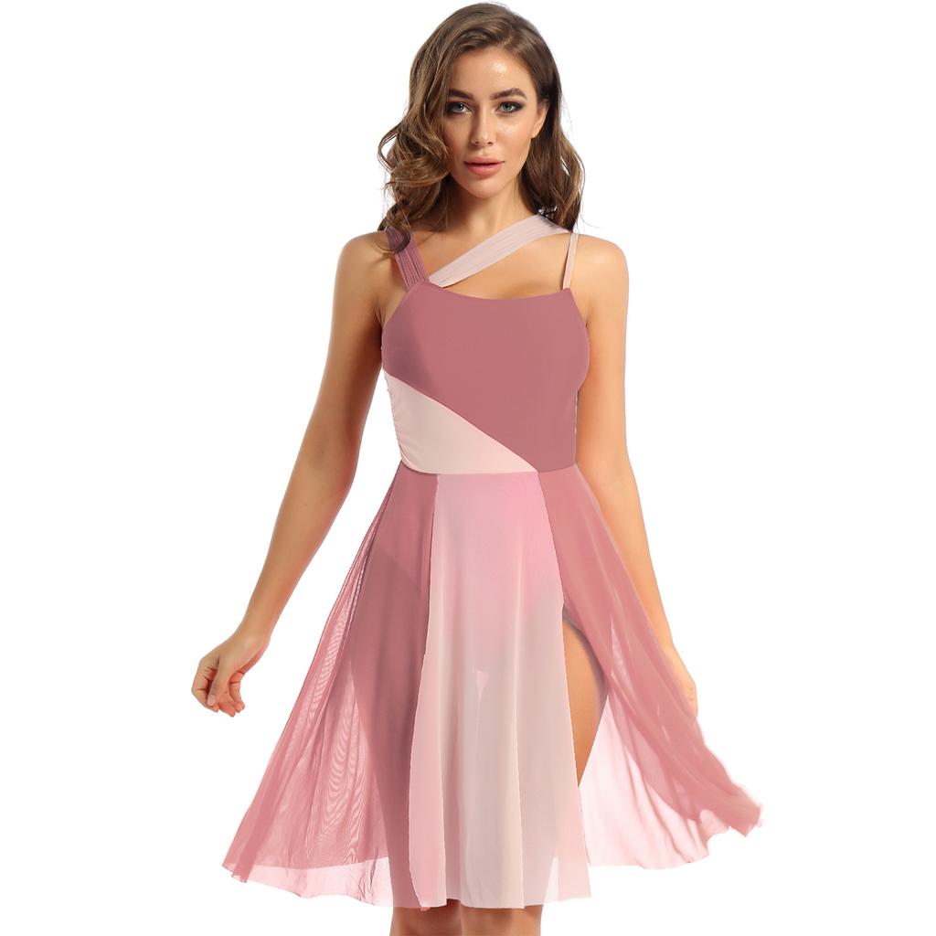 Женское лирическое танцевальное платье, современный балетный костюм, цветное трико, платье