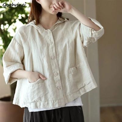 Женская весенне-летняя куртка, свободная повседневная однотонная куртка в стиле ретро с солнцезащитным кремом, тонкая дышащая куртка с капюшоном