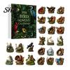 Festive Party Supplies Bird Themed Advent Calendar, 24Pcs Acrylic 2D Ornament Set with Seasonal Hanging Decor String, Christmas Tree Decor,