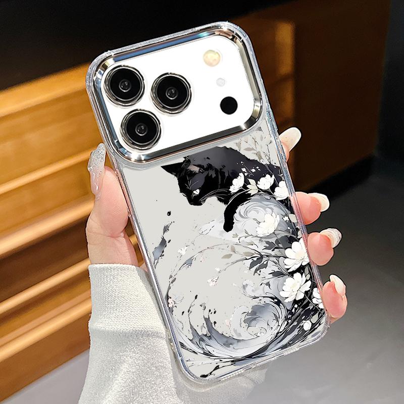 Милый чехол с принтом кошки и кролика для iPhone 18 Pro Max С покрытием для объектива Прозрачный мягкий чехол для iPhone 17 16 15 14 13 Pro Max 17E 16E