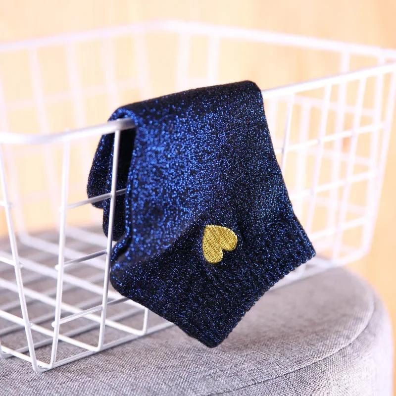 Женские носки с вышивкой Love Heart Glitter, модные, забавные, золотые, серебряные, шелковые, красочные, блестящие, Sokken, блестящие, Calcetines Mujer Dropship