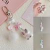 Sweet Cute Kitten Cat Fur Ball Bow Beads Keychain Pendant Phone Chain Lanyard Girly Backpack Charms Bag Hanging Ornaments Gifts