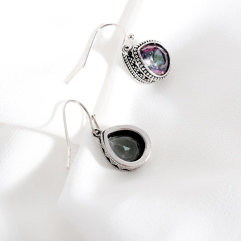 Дизайн-капелька, красочный декор из искусственных кристаллов, висячие серьги, ретро простой стиль, ювелирные изделия из цинкового сплава, украшения для ушей для банкета и вечеринки