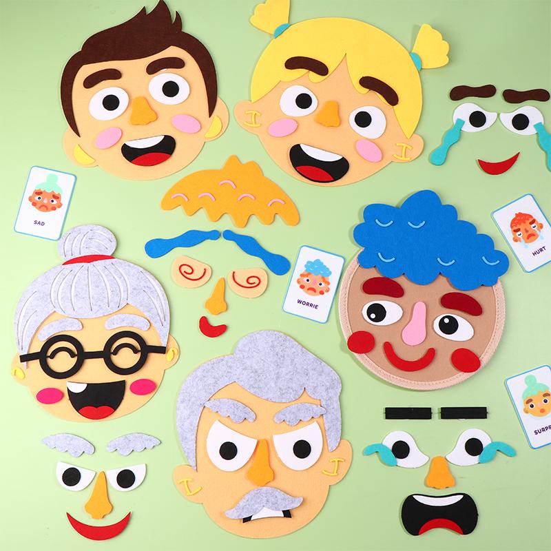Детская развивающая игрушка, Наклейки с эмоциональными лицами DIY в стиле Монтессори