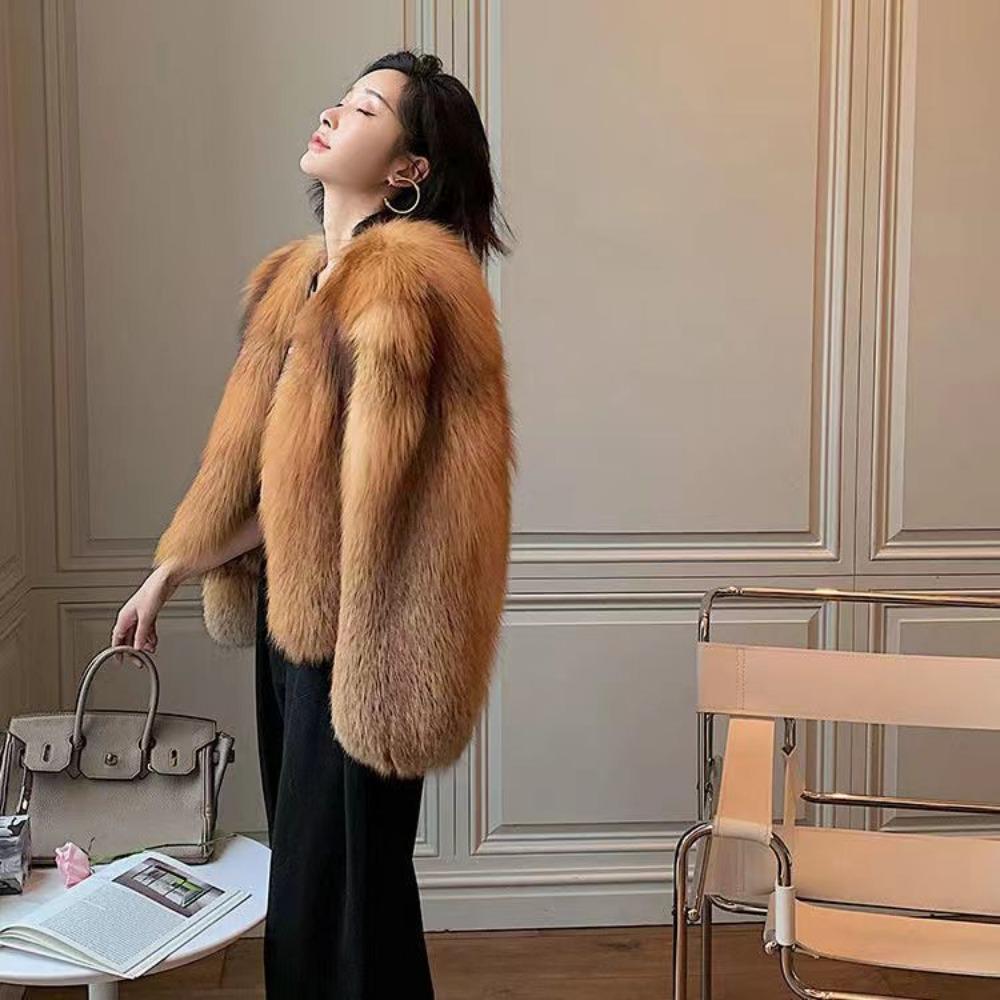 Temperamental Lady Leisure Autumn and Winter Fur Coat Thick Warm Silver Fox Fur Light Luxury Short High-end Fur Windbreaker